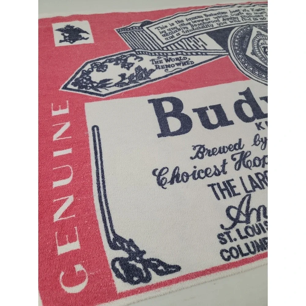 Vintage Budweiser Bottle Label Beach Towel Retro Beer Logo 49x26 Cotton Brazil